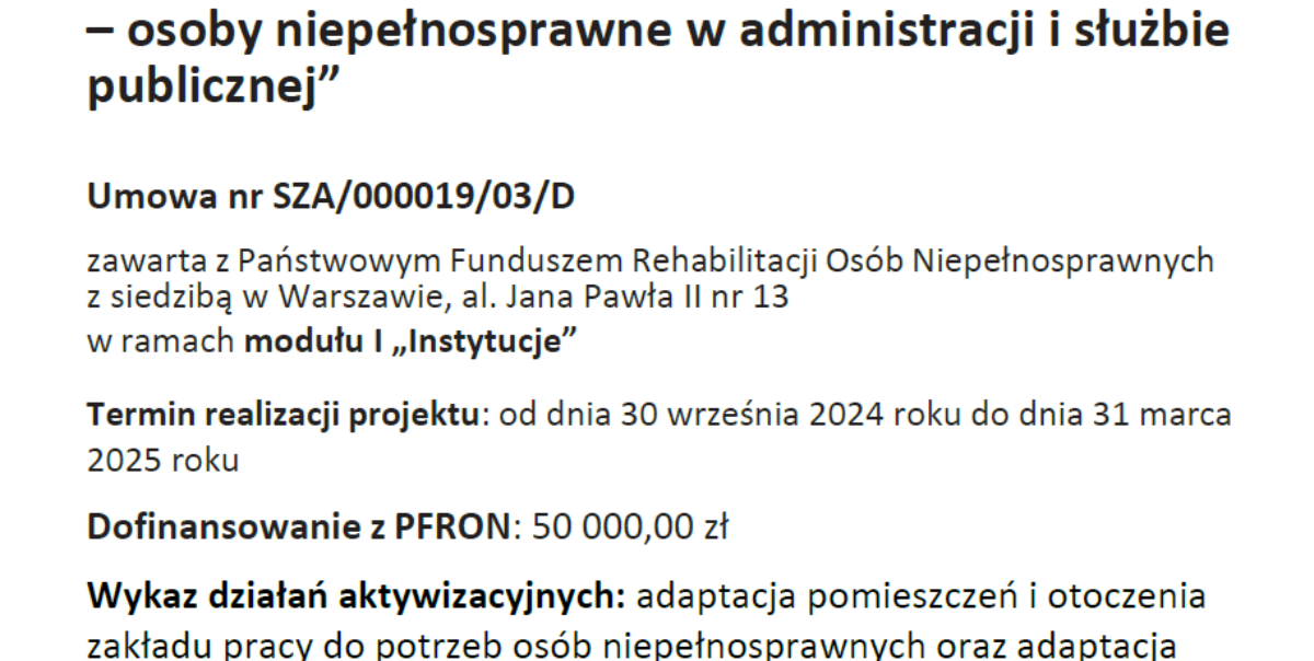 PROGRAM „STABILNE ZATRUDNIENIE – OSOBY NIEPEŁNOSPRAWNE W ADMINISTRACJI I SŁUŻBIE PUBLICZNEJ”