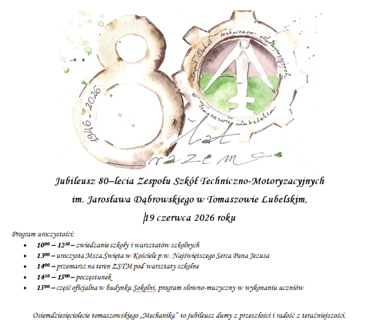 Read more about the article JUBILEUSZ 80-LECIA ZESPOŁU SZKÓŁ TECHNICZNO-MOTORYZACYJNYCH